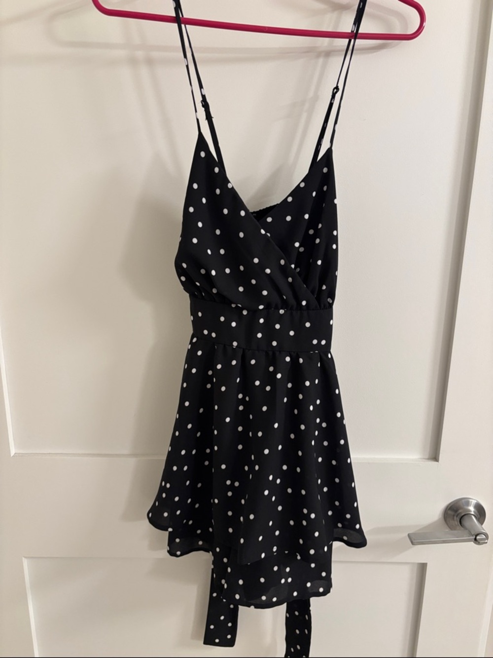 Black Polka Dot Spaghetti Strap Romper